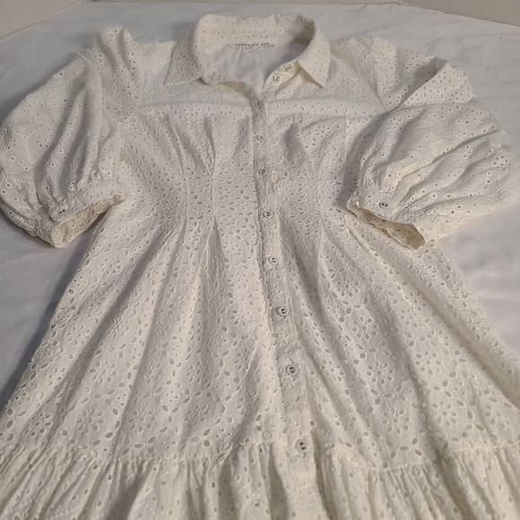 Veronica Beard Kylan Eyelet Lace Cotton Shirtdress White Size 8 NWOT - Picture 9 of 16